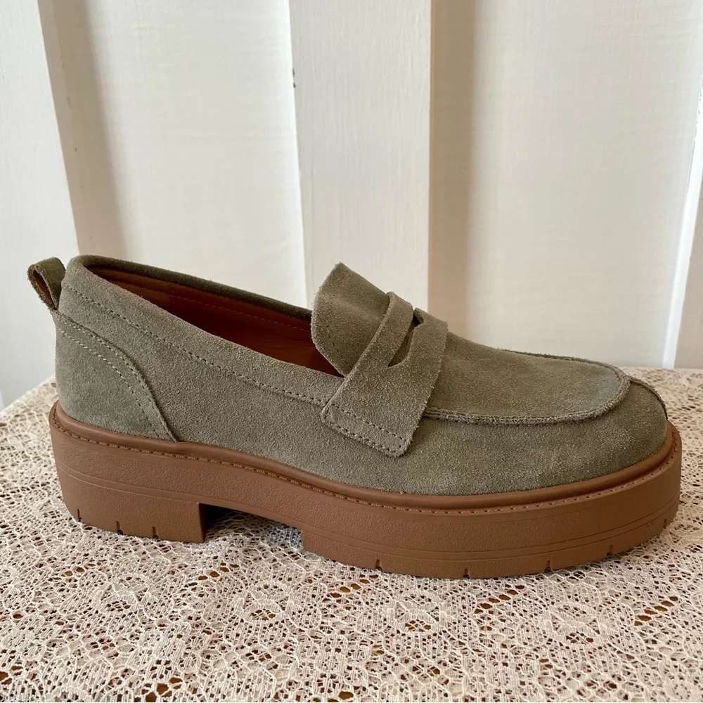 Geox Respira Gray Suede Chunky Platform Loafers Shoes New 10